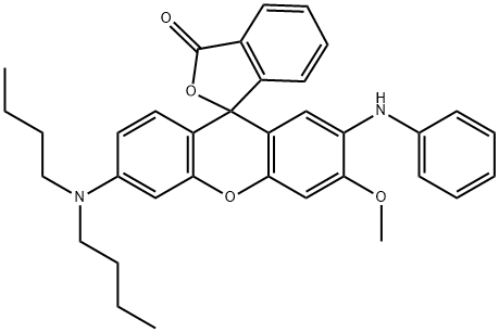 2'-anilino-6'-(dibutylamino)-3'-methoxyspiro[isobenzofuran-1(3H),9'-[9H]xanthene]-3-one Structure