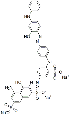 5-amino-3-[[4-[[4-[[4-anilino-2-hydroxyphenyl]azo]phenyl]amino]-3-sulphophenyl]azo]-4-hydroxynaphthalene-2,7-disulphonic acid, sodium salt Structure