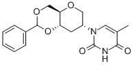 1,5-Anhydro-4,6-O-benzylidene-2,3-dideoxy-2-[5-methyl-1H-pyrimidine-2,4-dione-1-yl]-D-glucitol Struktur