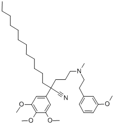 α-ドデシル-3,4,5-トリメトキシ-α-[3-[[2-(3-メトキシフェニル)エチル]メチルアミノ]プロピル]ベンゼンアセトニトリル 化学構造式