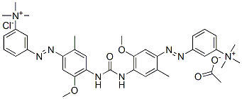 3,3′-[カルボニルビス[イミノ(5-メトキシ-2-メチル-4,1-フェニレン)アゾ]]ビス(N,N,N-トリメチルベンゼンアミニウム)/アセタート/クロリド 化学構造式