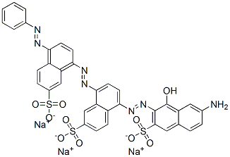 5-[(7-amino-1-hydroxy-3-sulpho-2-naphthyl)azo]-8-[[4-(phenylazo)-7-sulpho-1-naphthyl]azo]naphthalene-2-sulphonic acid, sodium salt Structure