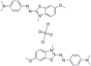 bis[2-[[4-(dimethylamino)phenyl]azo]-6-methoxy-3-methylbenzothiazolium] sulphate 结构式