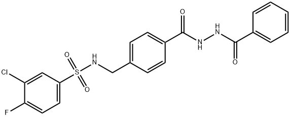 3-Chloro-4-fluoro-N-[4-[[2-(phenylcarbonyl)hydrazino]carbonyl]benzyl]benzenesulfonamide Struktur