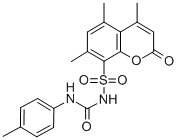 4,5,7-Trimethyl-N-(((4-methylphenyl)amino)carbonyl)-2-oxo-2H-1-benzopy ran-8-sulfonamide 结构式