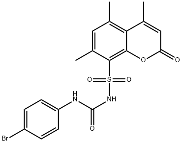 3-(4-bromophenyl)-1-(4,5,7-trimethyl-2-oxo-chromen-8-yl)sulfonyl-urea 化学構造式