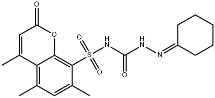 3-(cyclohexylideneamino)-1-(4,5,7-trimethyl-2-oxo-chromen-8-yl)sulfony l-urea 结构式