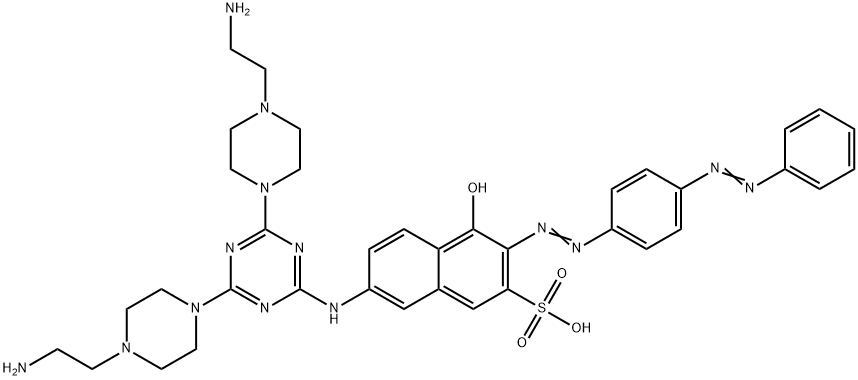 7-[[4,6-Bis[4-(2-aminoethyl)-1-piperazinyl]-1,3,5-triazin-2-yl]amino]-4-hydroxy-3-[[4-(phenylazo)phenyl]azo]-2-naphthalenesulfonic acid,85305-10-8,结构式