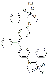 hydrogen (ethyl)[4-[alpha-[4-[ethyl(sulphonatobenzyl)amino]phenyl]benzylidene]cyclohexa-2,5-dien-1-ylidene](sulphonatobenzyl)ammonium, sodium salt 结构式