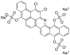trisodium dichloroanthra[2,1,9-mna]naphth[2,3-h]acridine-5,10,15-triyl tris(sulphate) Struktur