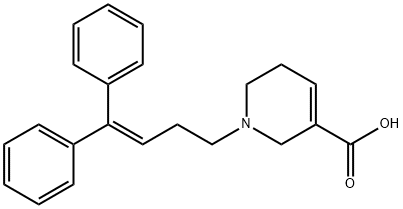 3-Pyridinecarboxylic acid, 1-(4,4-diphenyl-3-butenyl)-1,2,5,6-tetrahyd ro- Struktur