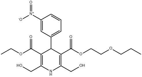 2-propoxyethyl ethyl 2,6-bis(hydroxymethyl)-4-(3-nitrophenyl)-1,4-dihy dropyridine-3,5-dicarboxylate 化学構造式