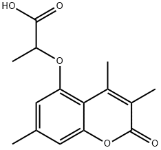 2-[(3,4,7-トリメチル-2-オキソ-2H-クロメン-5-イル)オキシ]プロパン酸 化学構造式