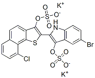 5-溴-2-[9-氯-3-(磺氧基)萘并[1,2-B]噻吩-2-基]-1H-吲哚-3-酚硫酸氢酯二钾盐 结构式