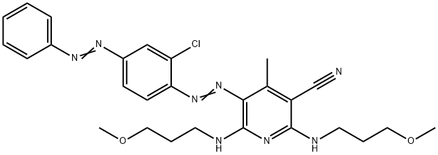 5-[[2-chloro-4-(phenylazo)phenyl]azo]-2,6-bis[(3-methoxypropyl)amino]-4-methylnicotinonitrile 结构式
