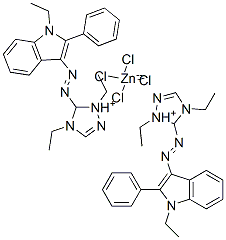 bis[1,4-diethyl-5-[(1-ethyl-2-phenyl-1H-indol-3-yl)azo]-1H-1,2,4-triazolium] tetrachlorozincate(2-) Structure