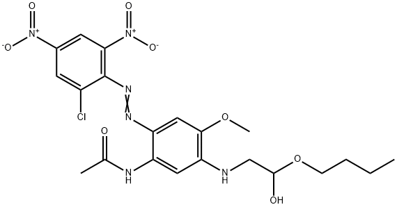 N-[5-[(2-ブトキシ-2-ヒドロキシエチル)アミノ]-2-[(2-クロロ-4,6-ジニトロフェニル)アゾ]-4-メトキシフェニル]アセトアミド 化学構造式