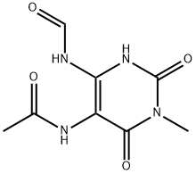 5-アセチルアミノ-6-ホルミルアミノ-3-メチルウラシル 化学構造式