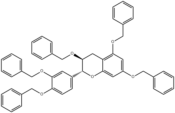 (2R-trans)-2-[3,4-bis(phenylmethoxy)phenyl]-3,4-dihydro-3,5,7-tris(phenylmethoxy)-2H-1-benzopyran 结构式