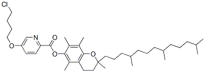 [2,5,7,8-tetramethyl-2-(4,8,12-trimethyltridecyl)chroman-6-yl] 5-(4-ch lorobutoxy)pyridine-2-carboxylate 结构式
