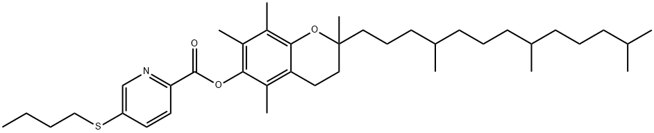 [2,5,7,8-tetramethyl-2-(4,8,12-trimethyltridecyl)chroman-6-yl] 5-butyl sulfanylpyridine-2-carboxylate 结构式