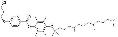 [2,5,7,8-tetramethyl-2-(4,8,12-trimethyltridecyl)chroman-6-yl] 5-(3-ch loropropylsulfanyl)pyridine-2-carboxylate 结构式