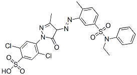 2,5-ジクロロ-4-[[4-[[5-[(エチルフェニルアミノ)スルホニル]-2-メチルフェニル]アゾ]-4,5-ジヒドロ-3-メチル-5-オキソ-1H-ピラゾール]-1-イル]ベンゼンスルホン酸 化学構造式