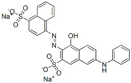 disodium 4-[[1-hydroxy-6-(phenylamino)-3-sulphonato-2-naphthyl]azo]naphthalenesulphonate 结构式