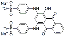 disodium 4,4'-[(9,10-dihydro-4-hydroxy-9,10-dioxo-1,3-anthrylene)diimino]bis(benzenesulphonate) Struktur