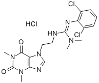 7-(2-(2-(2,6-Dichlorophenyl)-3,3-dimethylguanidino)ethyl)theophylline  hydrochloride Struktur
