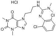 7-(3-(2-(2,6-Dichlorophenyl)-3,3-dimethylguanidino)propyl)theophylline  hydrochloride Struktur