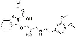 3-[3-[2-(3,4-dimethoxyphenyl)ethylamino]-2-hydroxy-propoxy]-4,5,6,7-te trahydrobenzothiophene-2-carboxylic acid hydrochloride 结构式