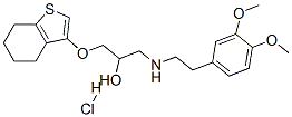 1-[2-(3,4-dimethoxyphenyl)ethylamino]-3-(4,5,6,7-tetrahydrobenzothioph en-3-yloxy)propan-2-ol hydrochloride 结构式