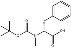 N-(tert-ブトキシカルボニル)-N-メチル-D-フェニルアラニン 化学構造式
