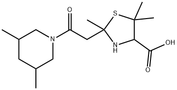2-[2-(3,5-dimethyl-1-piperidyl)-2-oxo-ethyl]-2,5,5-trimethyl-thiazolid ine-4-carboxylic acid Struktur