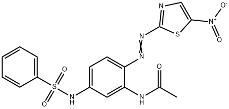 N-[2-[(5-ニトロ-2-チアゾリル)アゾ]-5-[(フェニルスルホニル)アミノ]フェニル]アセトアミド 化学構造式