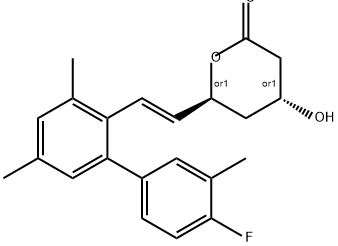 6-(2-(4'-Fluoro-3,3',5-trimethyl(1,1'-biphenyl)-2-yl)ethenyl)tetrahydro-4-hydroxy-2H-pyran-2-one (4alpha,6beta(E))-DL- 结构式
