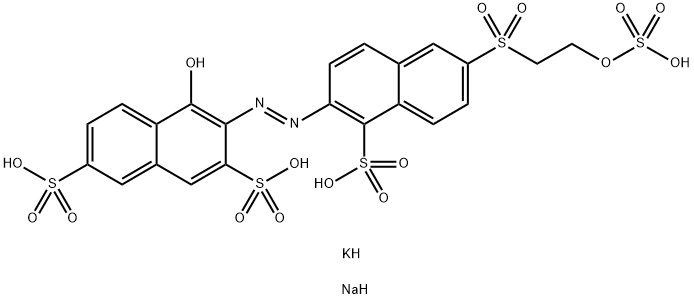 4-hydroxy-3-[[1-sulpho-6-[[2-(sulphooxy)ethyl]sulphonyl]-2-naphthyl]azo]naphthalene-2,7-disulphonic acid, potassium sodium salt 结构式