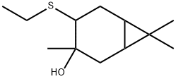 4-(エチルチオ)-3,7,7-トリメチルビシクロ[4.1.0]ヘプタン-3-オール 化学構造式