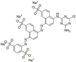 tetrasodium 2-[[4-[[4-[(4-amino-6-chloro-1,3,5-triazin-2-yl)amino]-7-sulphonato-1-naphthyl]azo]-7-sulphonato-1-naphthyl]azo]benzene-1,4-disulphonate 结构式