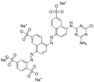 tetrasodium 2-[[4-[[4-[(4-amino-6-chloro-1,3,5-triazin-2-yl)amino]-6-sulphonato-1-naphthyl]azo]-7-sulphonato-1-naphthyl]azo]benzene-1,4-disulphonate 结构式