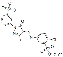 calcium 2-chloro-5-[[4,5-dihydro-3-methyl-5-oxo-1-(3-sulphonatophenyl)-1H-pyrazol-4-yl]azo]benzenesulphonate Structure