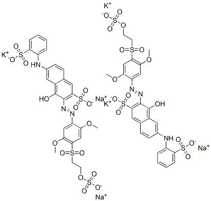 3-[[2,5-dimethoxy-4-[[2-(sulphooxy)ethyl]sulphonyl]phenyl]azo]-4-hydroxy-6-[(sulphophenyl)amino]naphthalene-2-sulphonic acid, potassium sodium salt Structure
