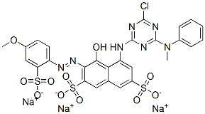 trisodium 5-[[4-chloro-6-(methylphenylamino)-1,3,5-triazin-2-yl]amino]-4-hydroxy-3-[(4-methoxy-2-sulphonatophenyl)azo]naphthalene-2,7-disulphonate 结构式