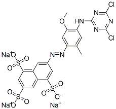 7-[[4-[(4,6-ジクロロ-1,3,5-トリアジン-2-イル)アミノ]-5-メトキシ-2-メチルフェニル]アゾ]-1,3,5-ナフタレントリスルホン酸トリナトリウム 化学構造式
