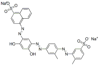 disodium 4-[[2,4-dihydroxy-5-[[3-methyl-4-[(2-methyl-5-sulphonatophenyl)azo]phenyl]azo]phenyl]azo]naphthalene-1-sulphonate 结构式