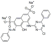disodium 5-[(4-chloro-6-phenyl-1,3,5-triazin-2-yl)amino]-4-hydroxy-3-(phenylazo)naphthalene-2,7-disulphonate 结构式