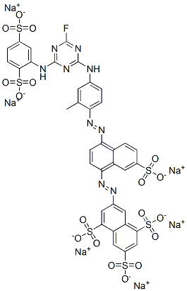hexasodium 7-(4-(4-(4-(2,5-disulphonatoanilino)-6-fluoro-1,3,5-triazin-2-ylamino)-2-methylphenylazo)-7-sulphonatonaphthylazo)naphthalene-1,3,5- trisulphonate 结构式