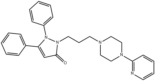 1,2-ジヒドロ-1,5-ジフェニル-2-[3-[4-(2-ピリジニル)ピペラジン-1-イル]プロピル]-3H-ピラゾール-3-オン 化学構造式