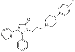 1,2-Dihydro-1,5-diphenyl-2-(3-(4-(4-fluorophenyl)-1-piperazinyl)propyl )-3H-pyrazol-3-one 结构式